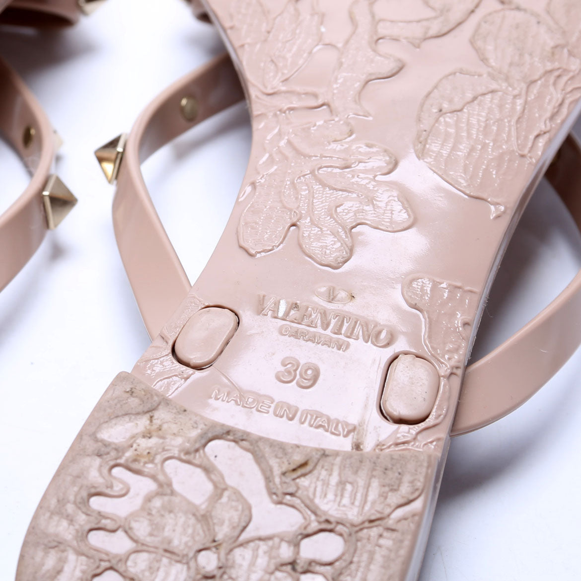 Rockstud Jelly Flip Flops Size 39 Tan
