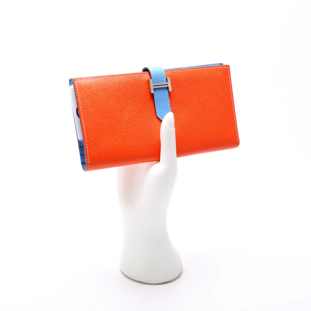 Bearn Wallet Chevre Leather Orange/Blue