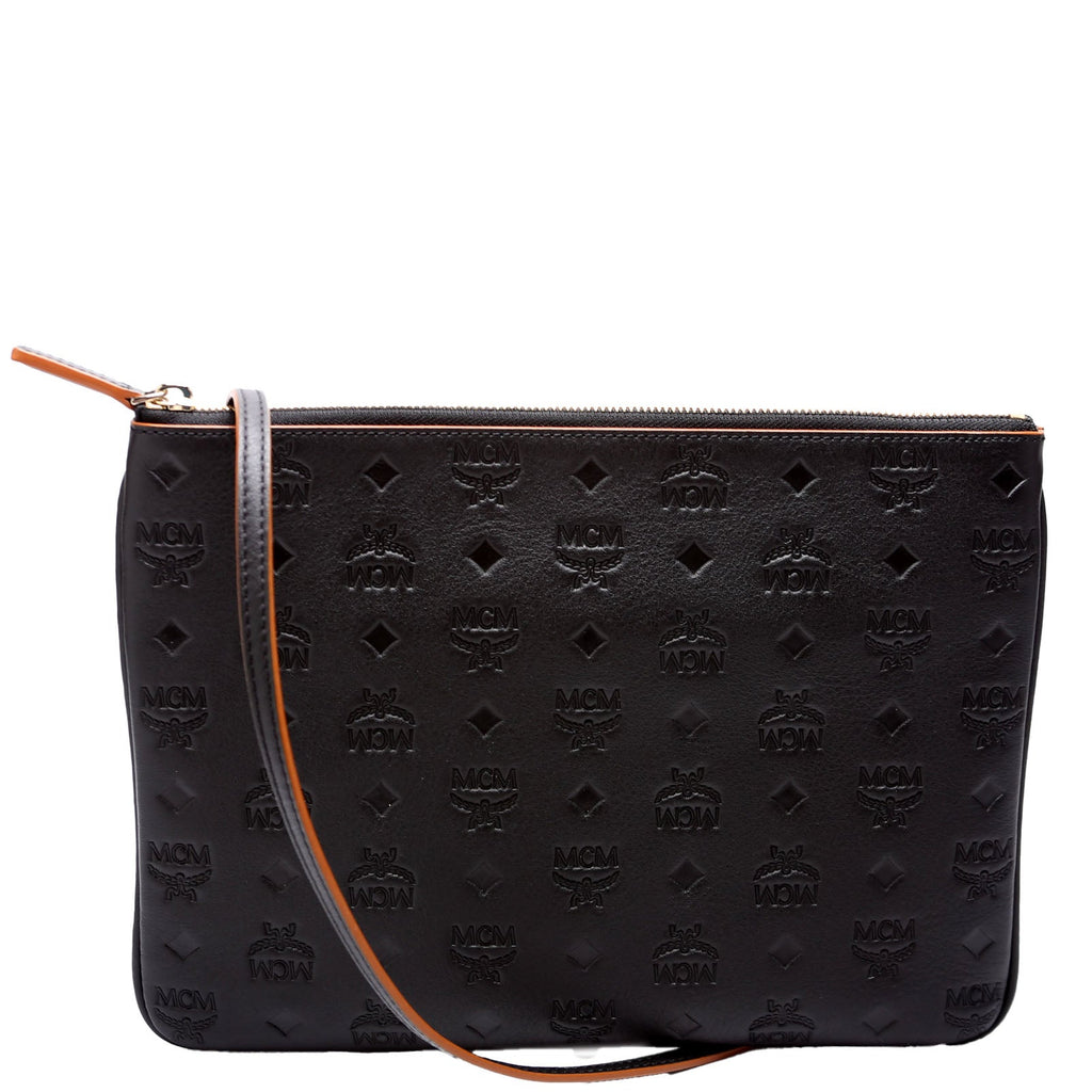 Aren Monogram Leather Crossbody Pouch Black