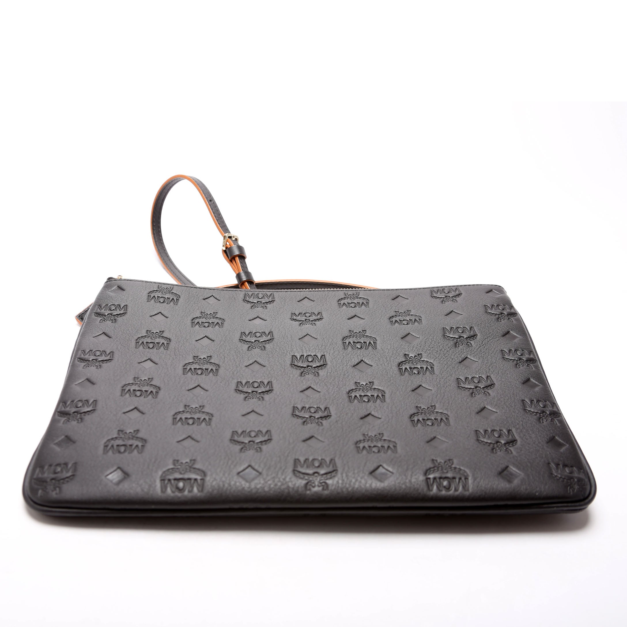 Aren Monogram Leather Crossbody Pouch Black