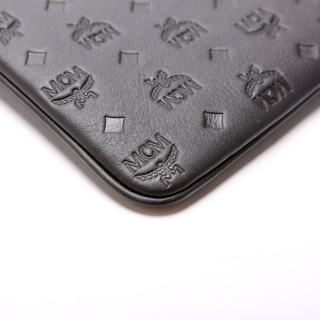 Aren Monogram Leather Crossbody Pouch Black