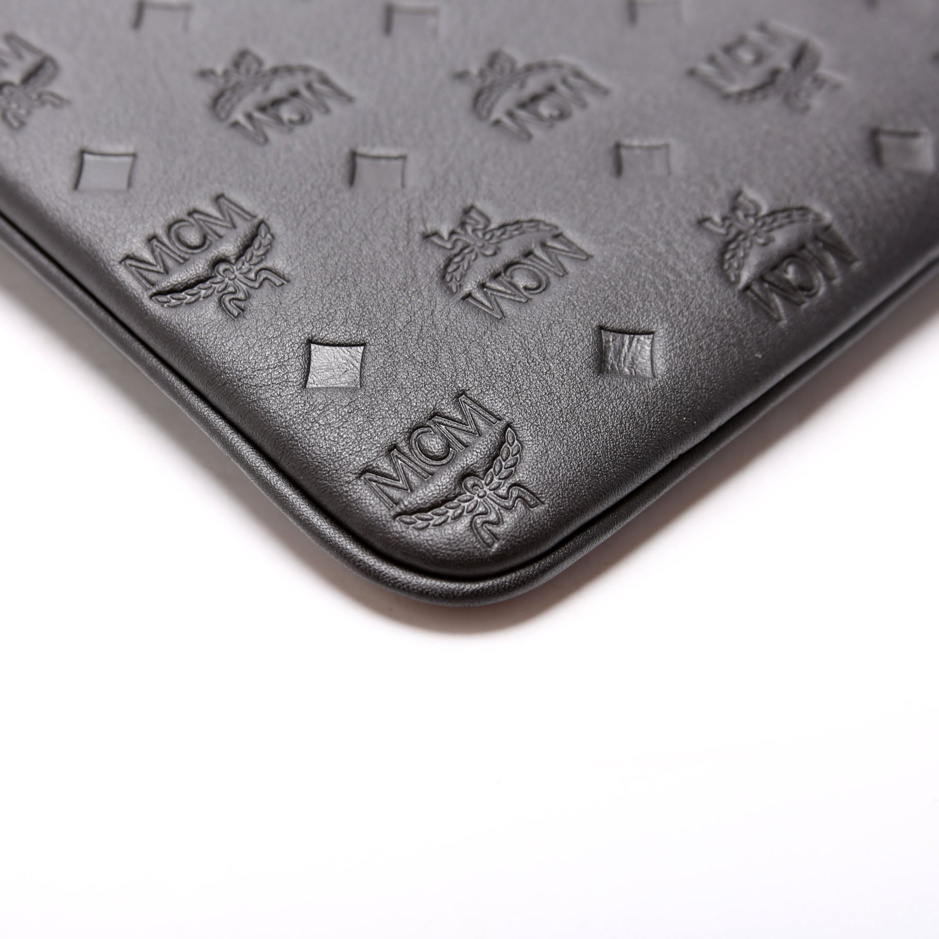 Aren Monogram Leather Crossbody Pouch Black