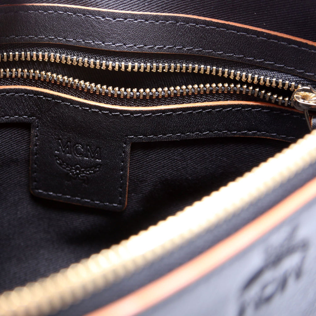 Aren Monogram Leather Crossbody Pouch Black
