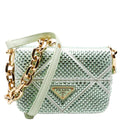 Prada Triangle Logo Crystal Shoulder Bag Green