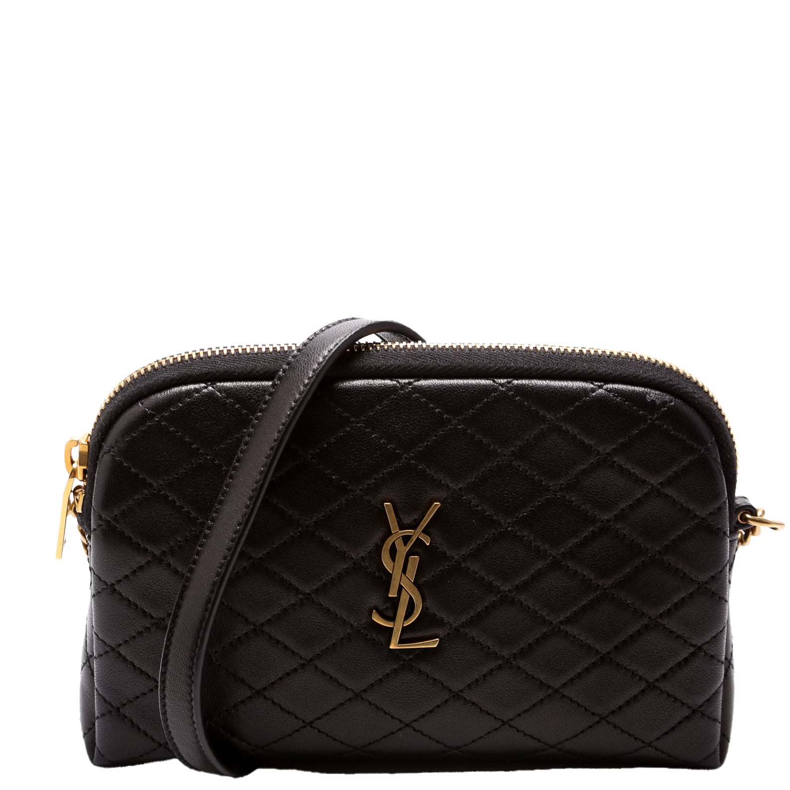 733667 Gaby Zip Pouch Quilted Lambskin Black