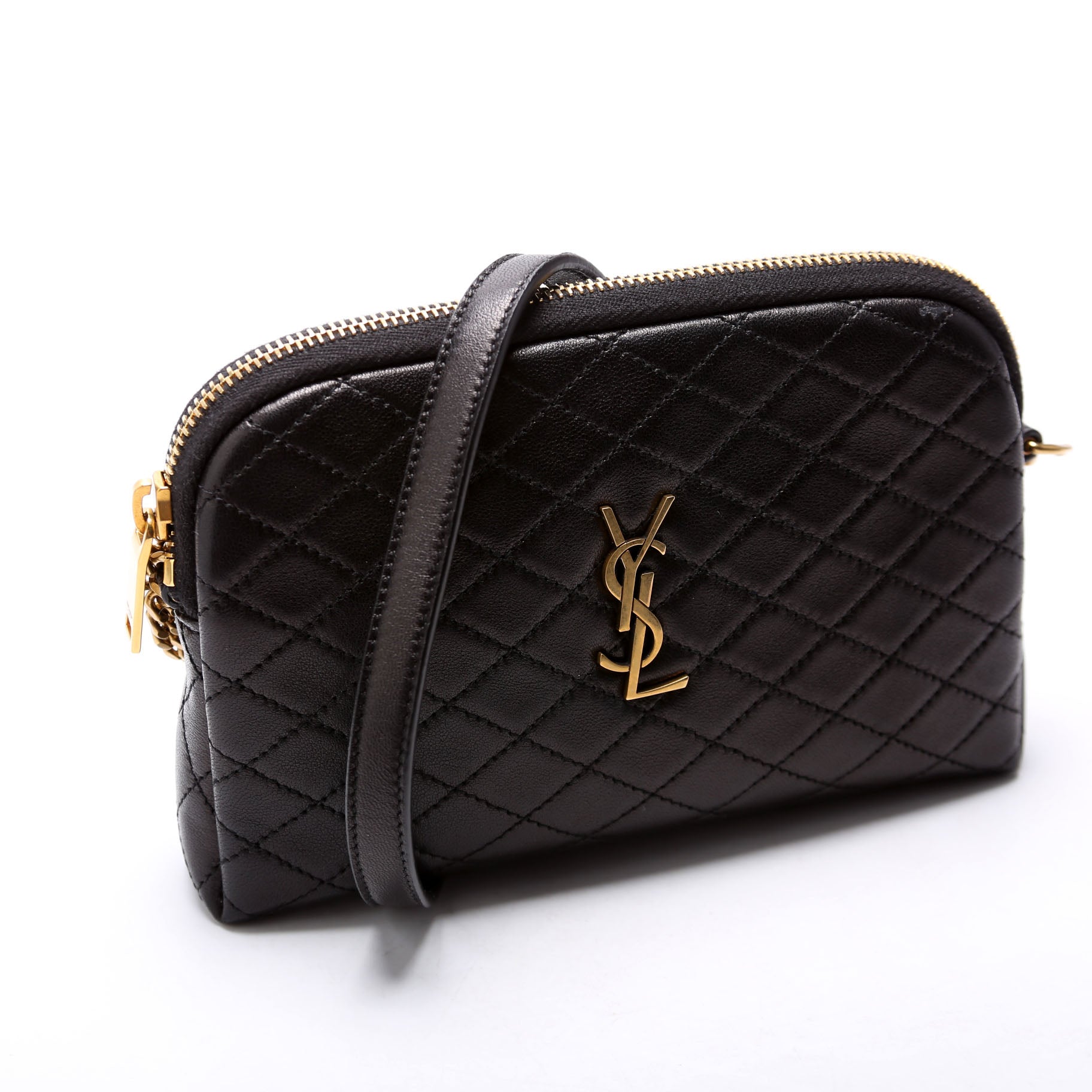 733667 Gaby Zip Pouch Quilted Lambskin Black
