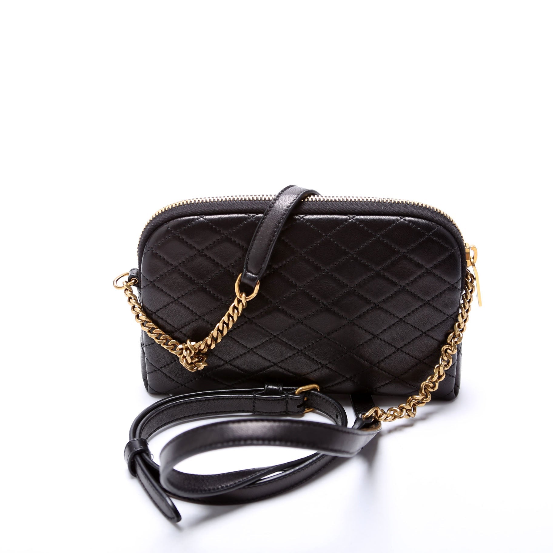 733667 Gaby Zip Pouch Quilted Lambskin Black