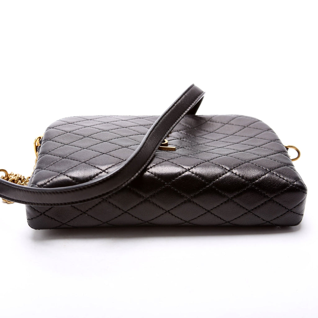 733667 Gaby Zip Pouch Quilted Lambskin Black