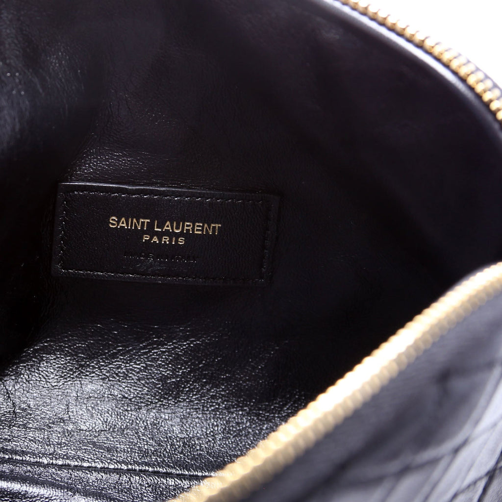 733667 Gaby Zip Pouch Quilted Lambskin Black