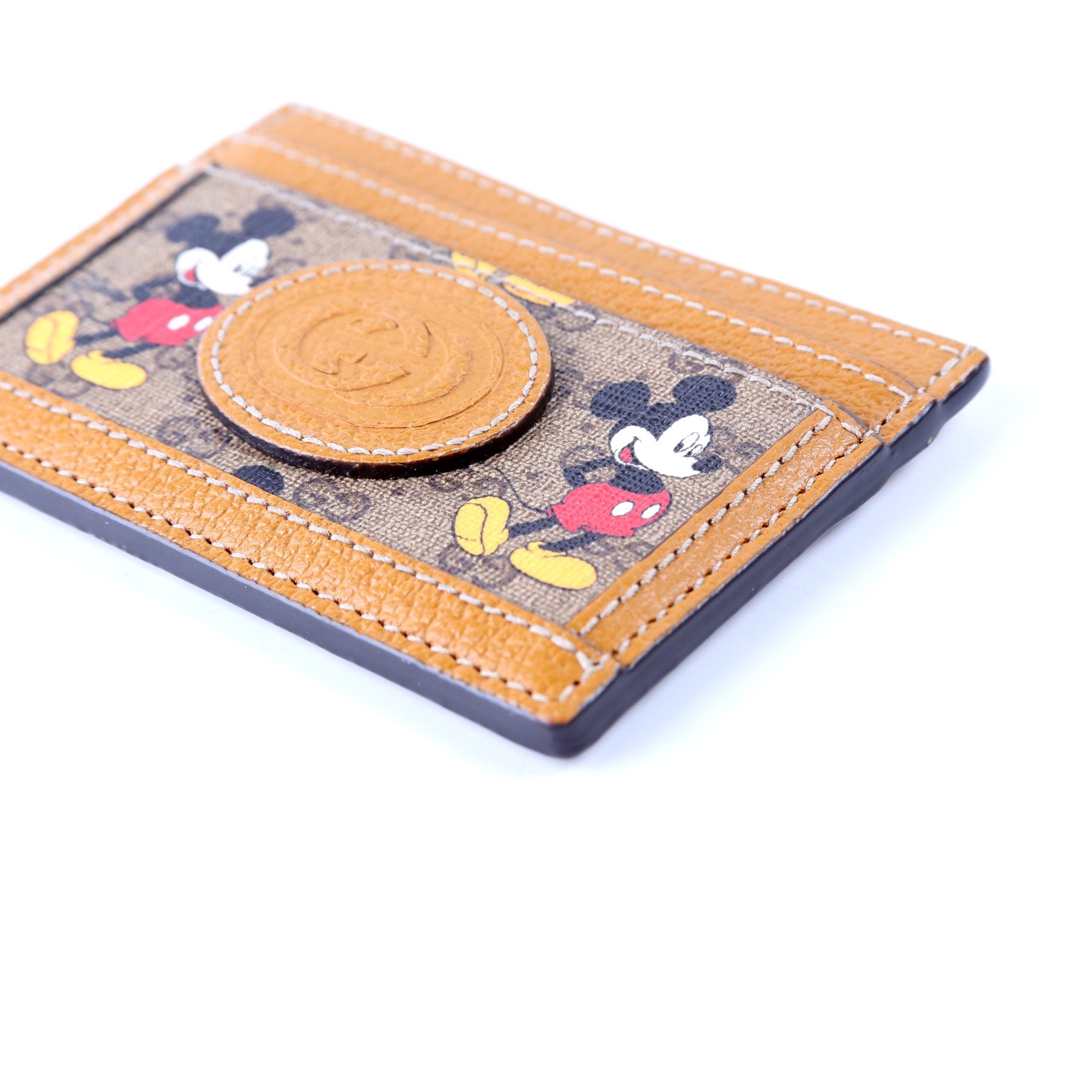 602535 GG Supreme Mickey Card Holder Brown