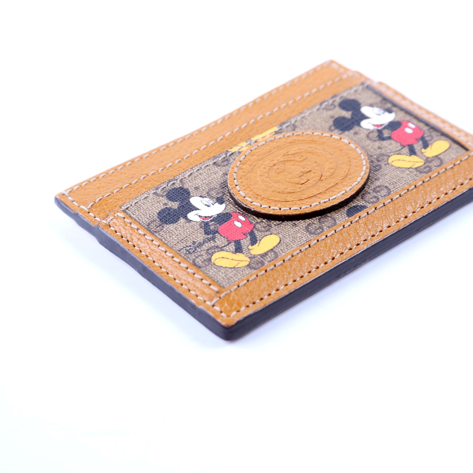 602535 GG Supreme Mickey Card Holder Brown
