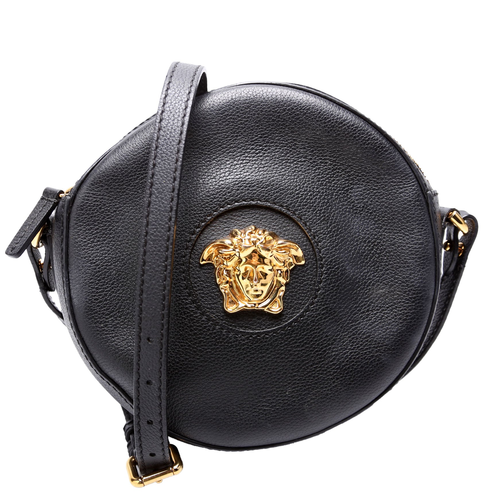 La Medusa Round Leather Camera Black
