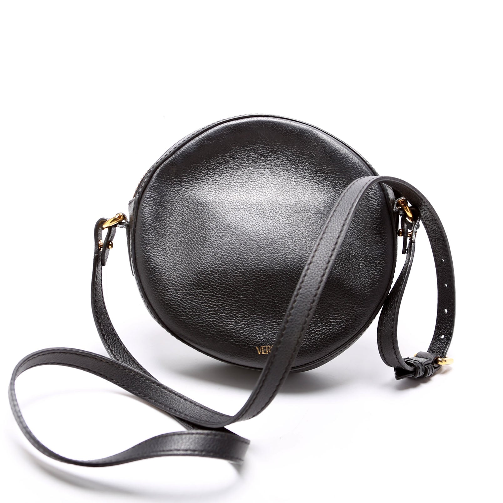 La Medusa Round Leather Camera Black