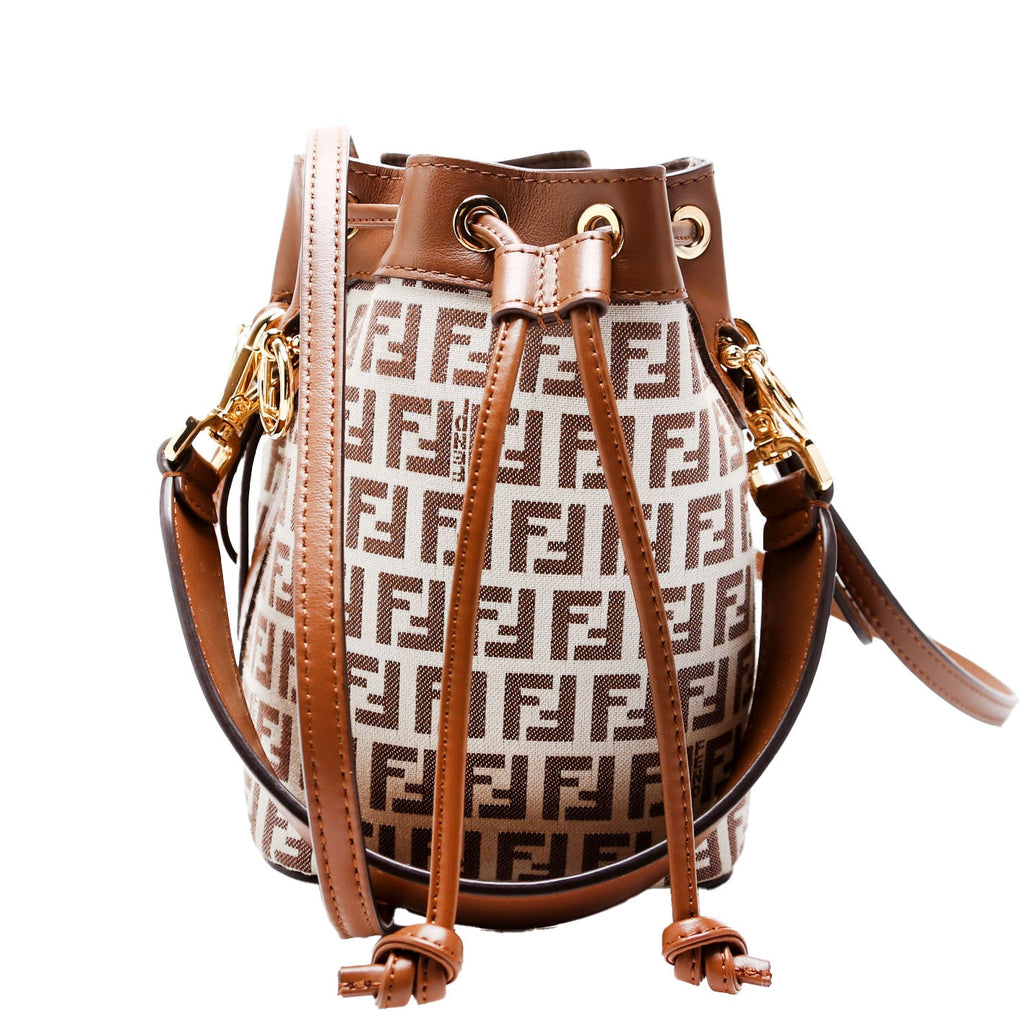 8BS010 Tresor Mini Bucket Leather/Canvas FF Brown