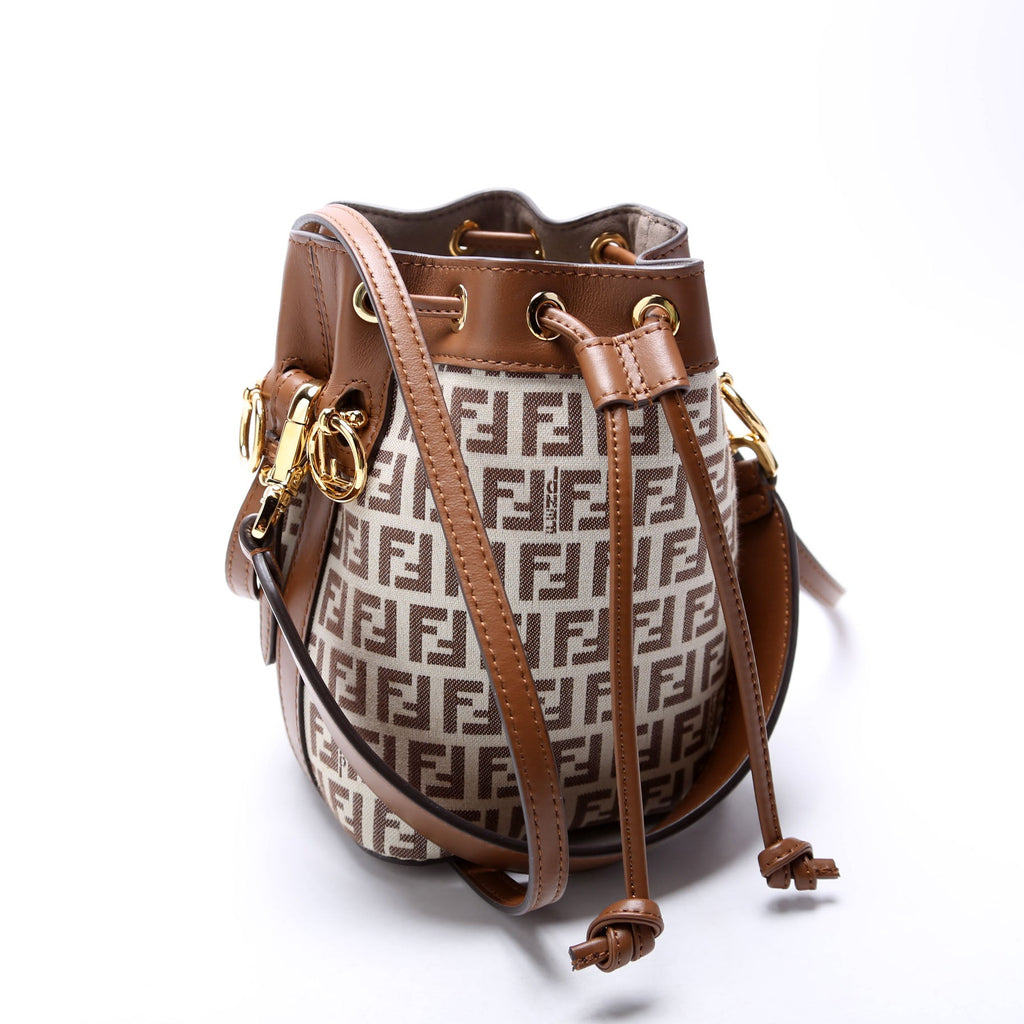 8BS010 Tresor Mini Bucket Leather/Canvas FF Brown