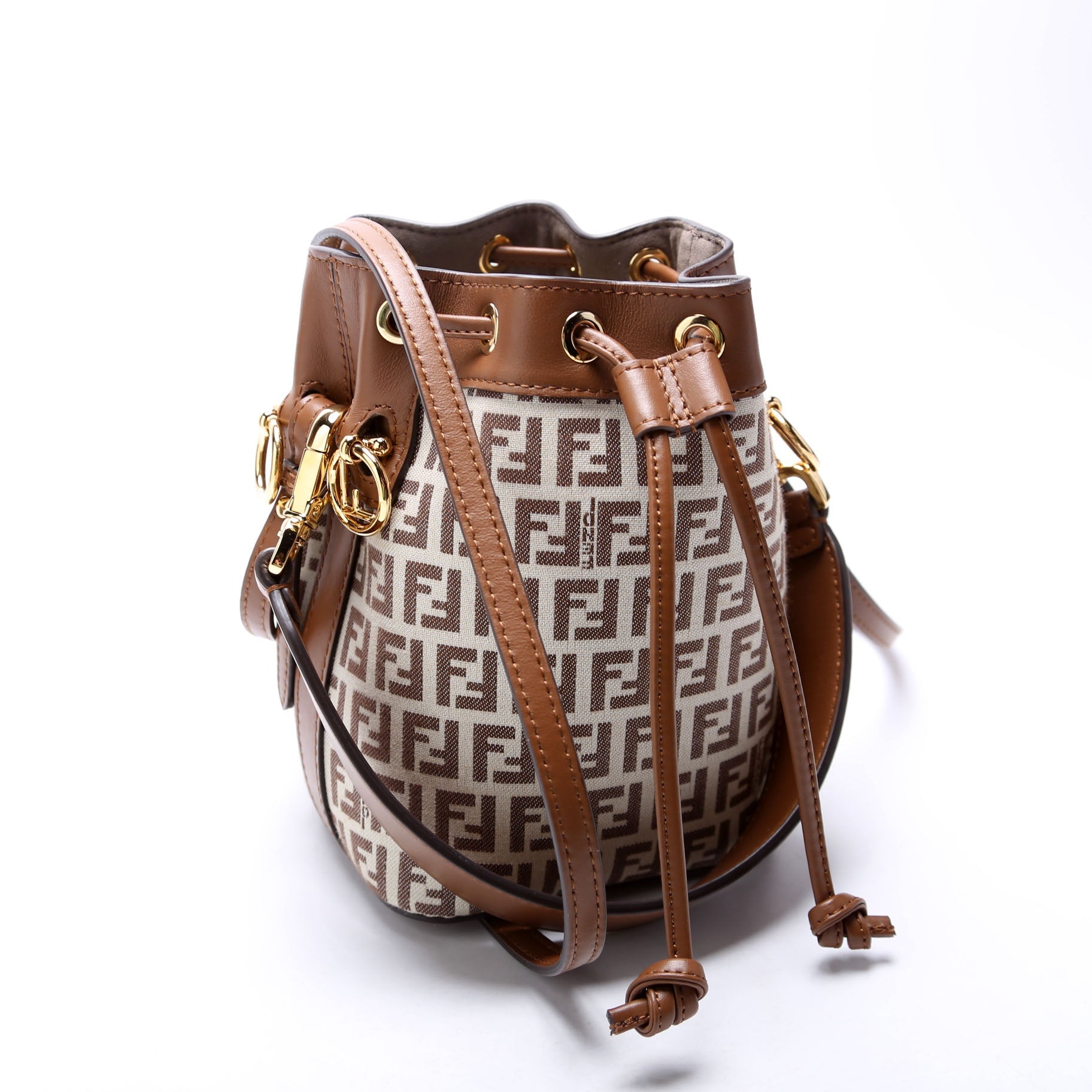 8BS010 Tresor Mini Bucket Leather/Canvas FF Brown