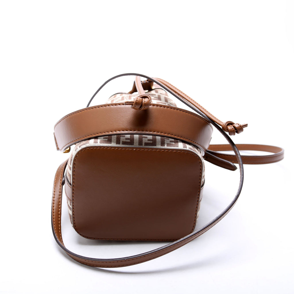 8BS010 Tresor Mini Bucket Leather/Canvas FF Brown
