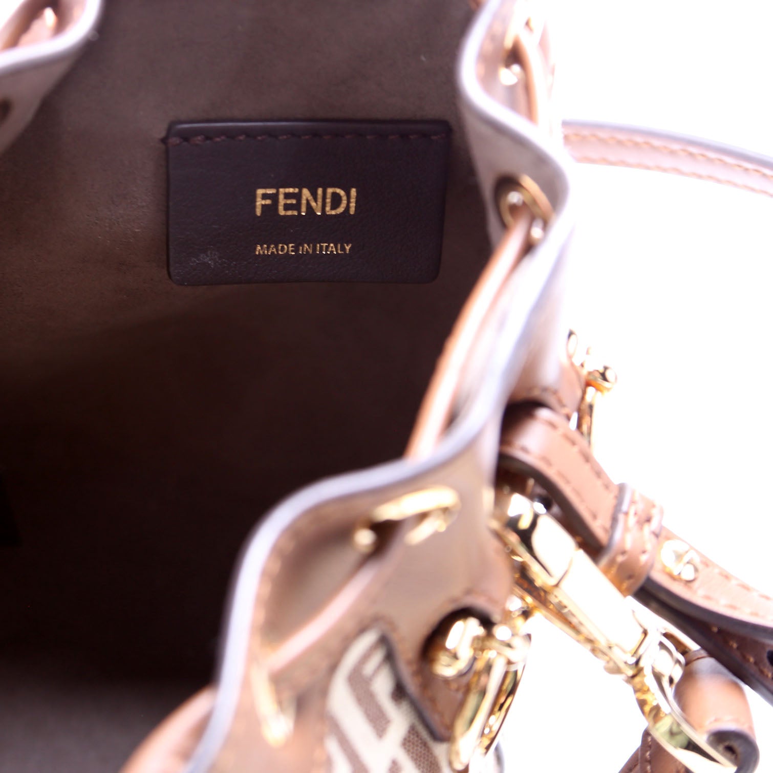 8BS010 Tresor Mini Bucket Leather/Canvas FF Brown