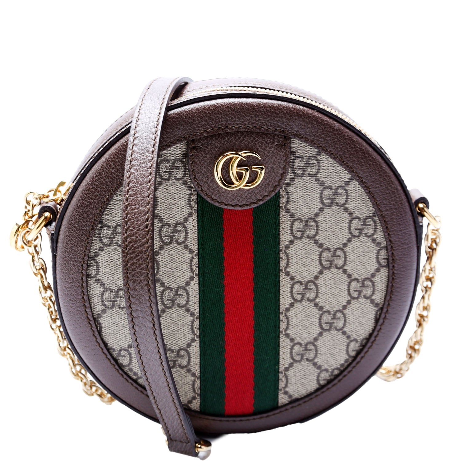 550618 Ophidia GG Supreme Round Small Crossbody Brown