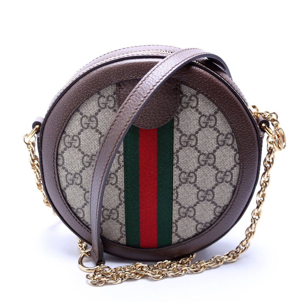 550618 Ophidia GG Supreme Round Small Crossbody Brown