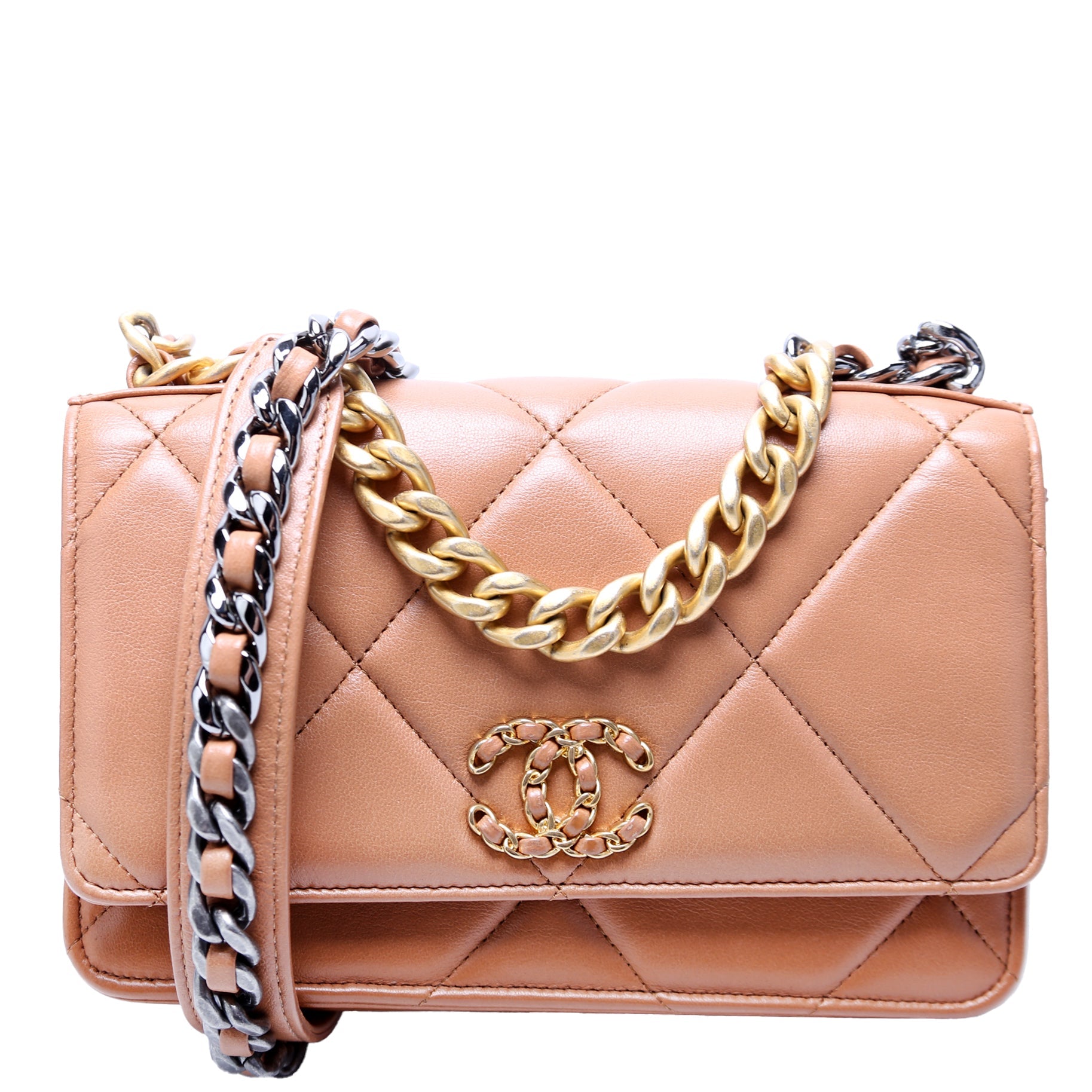 Chanel 19 WOC Quilted Lambskin RFID Brown