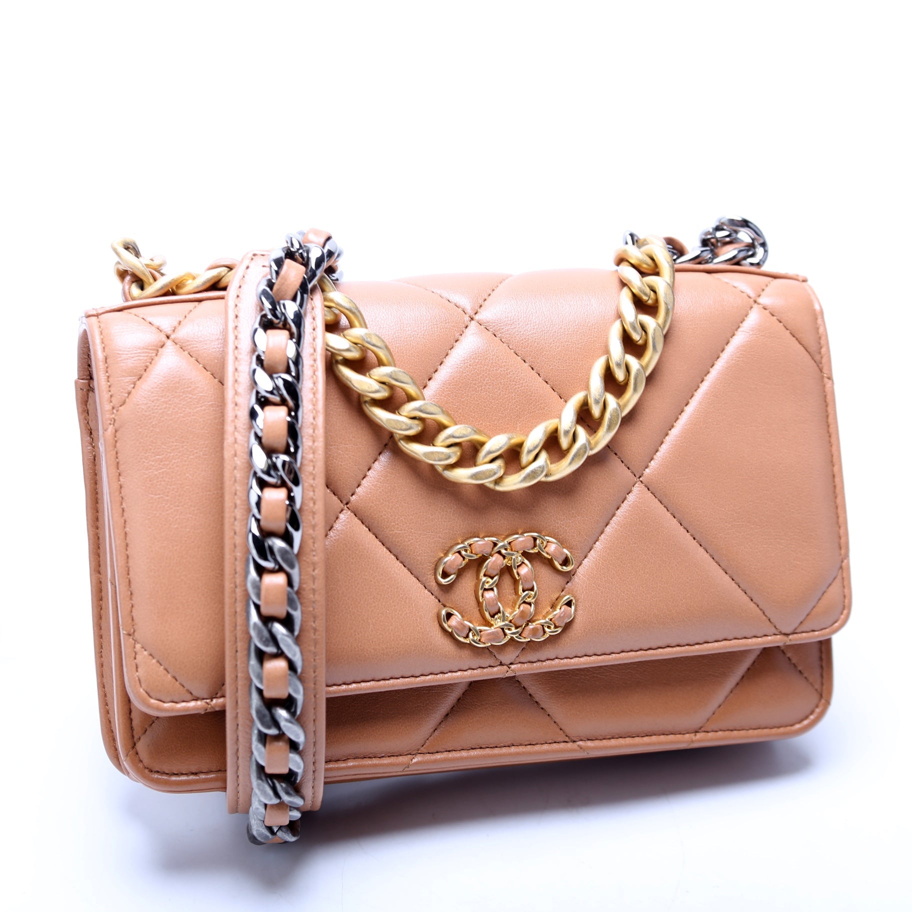 Chanel 19 WOC Quilted Lambskin RFID Brown
