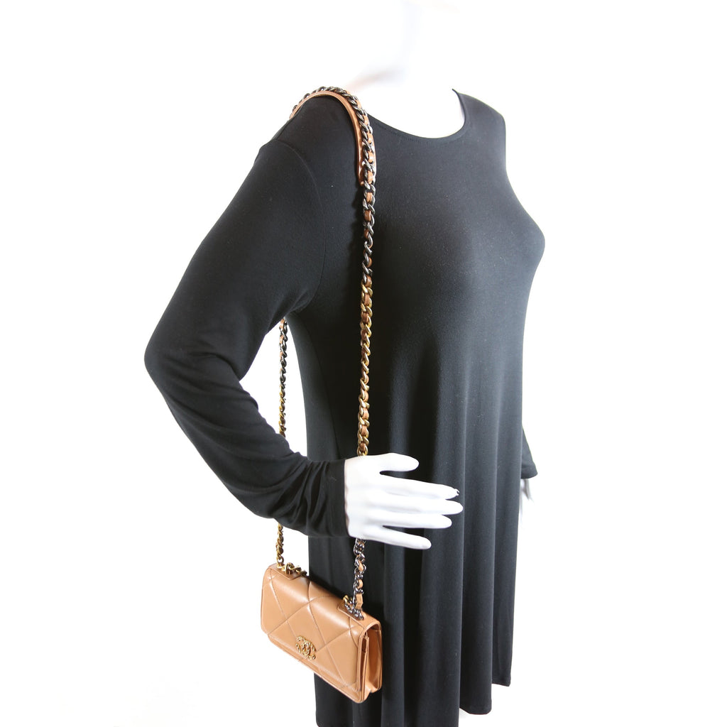 Chanel 19 WOC Quilted Lambskin RFID Brown