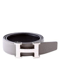 H Reversible Leather Belt Size 85 Grey