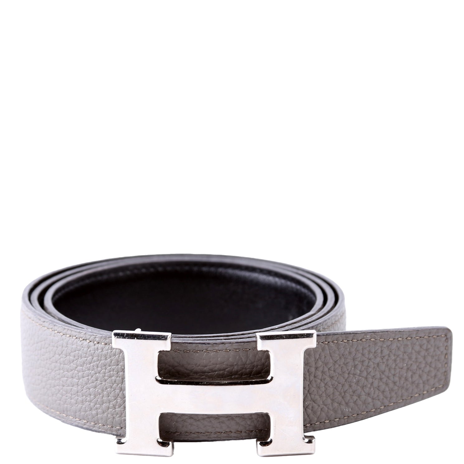 H Reversible Leather Belt Size 85 Grey
