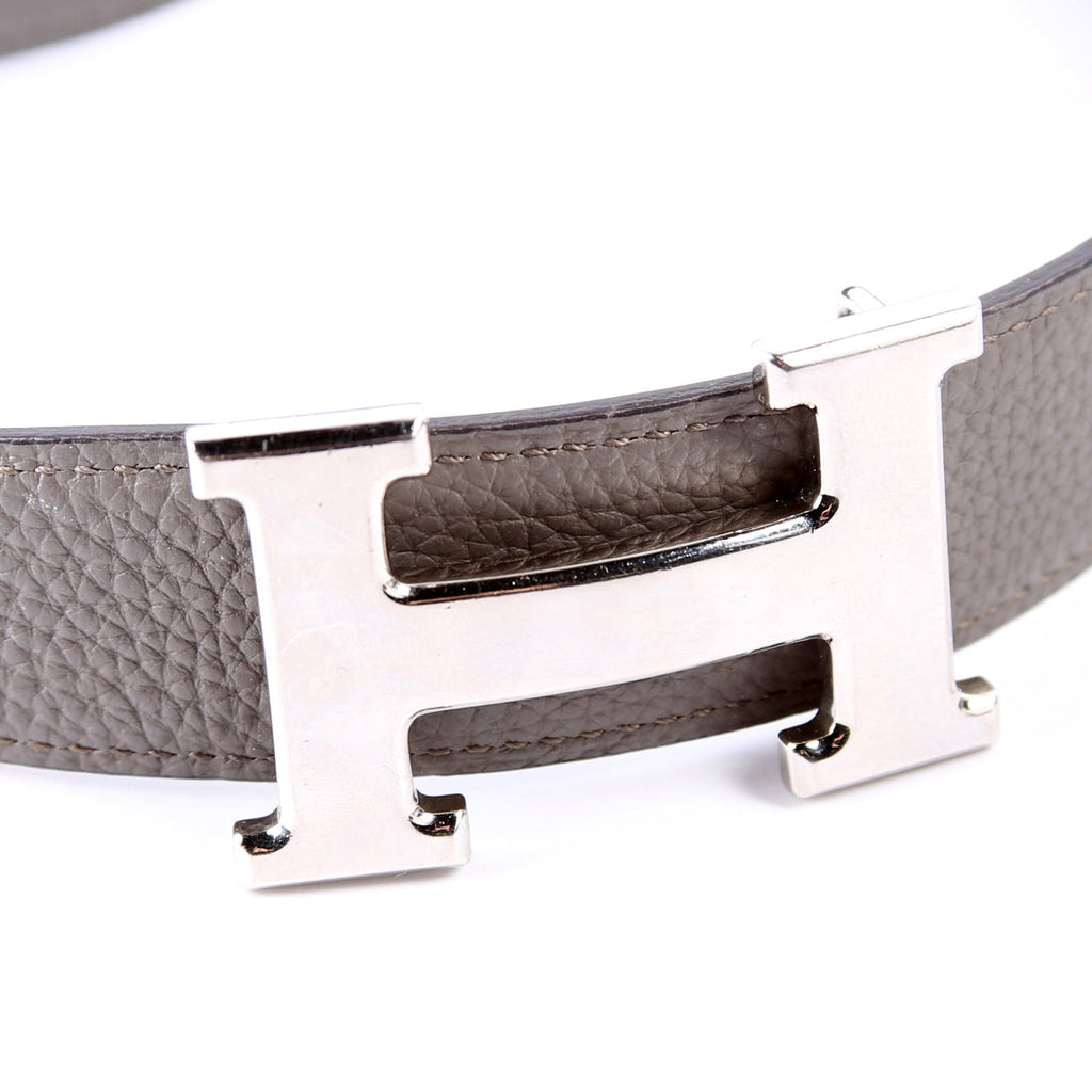 H Reversible Leather Belt Size 85 Grey