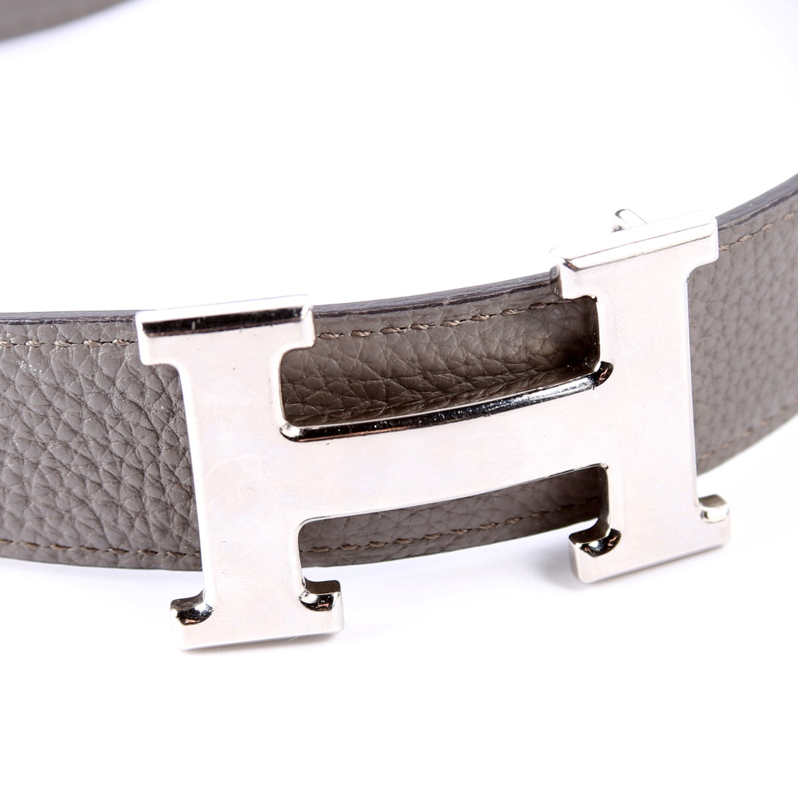 H Reversible Leather Belt Size 85 Grey