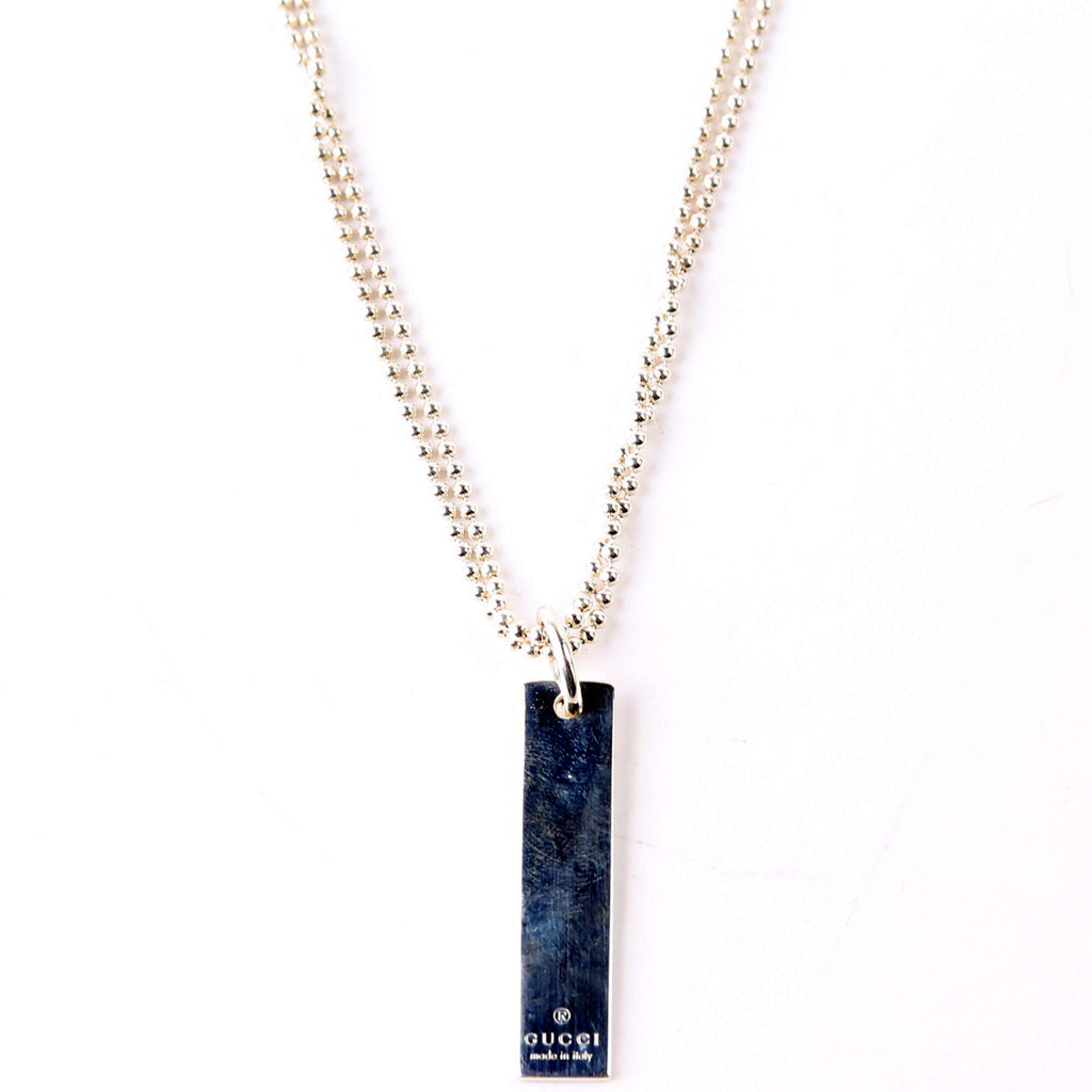 Logo Bar on Ball Chain Necklace 925