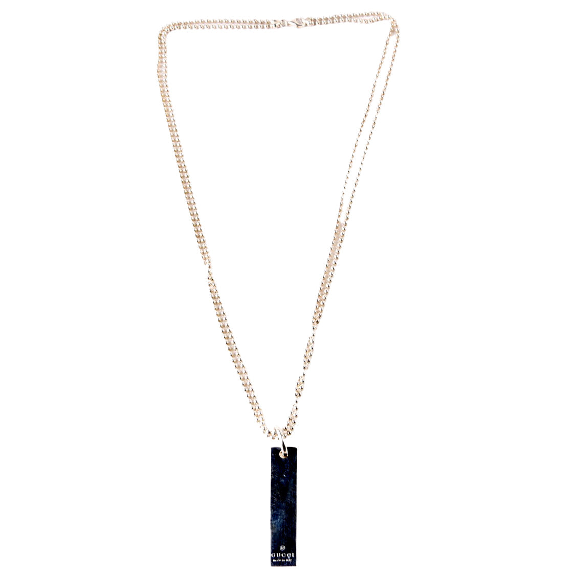 Logo Bar on Ball Chain Necklace 925