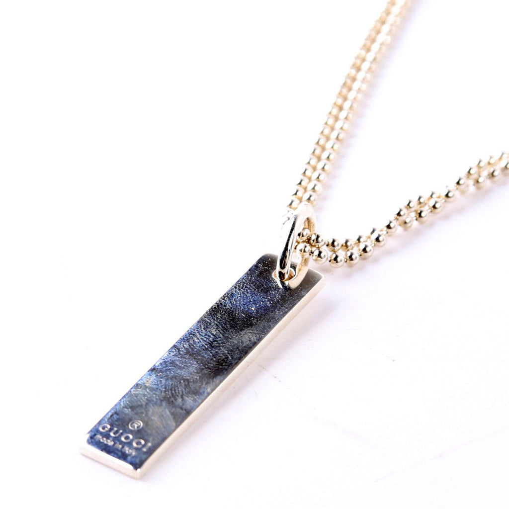 Logo Bar on Ball Chain Necklace 925