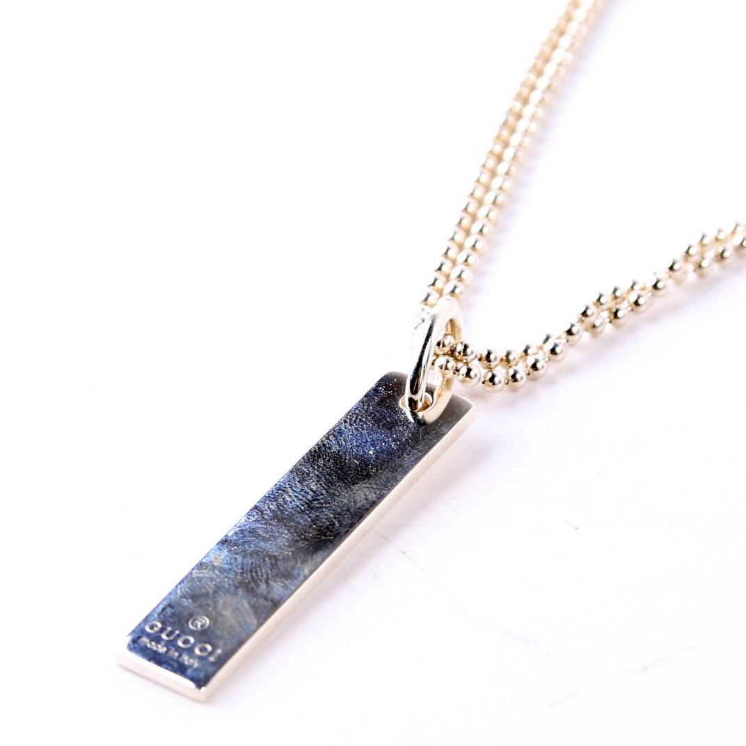 Logo Bar on Ball Chain Necklace 925