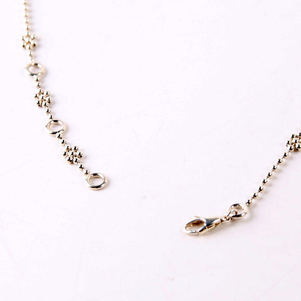Interlocking G Flower Bead Chain Necklace 925