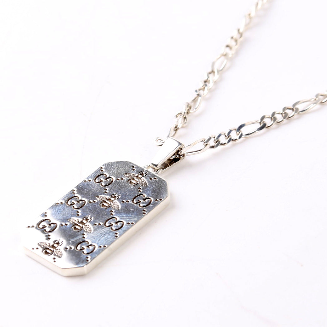 GG Bee Tag Chain Necklace 925