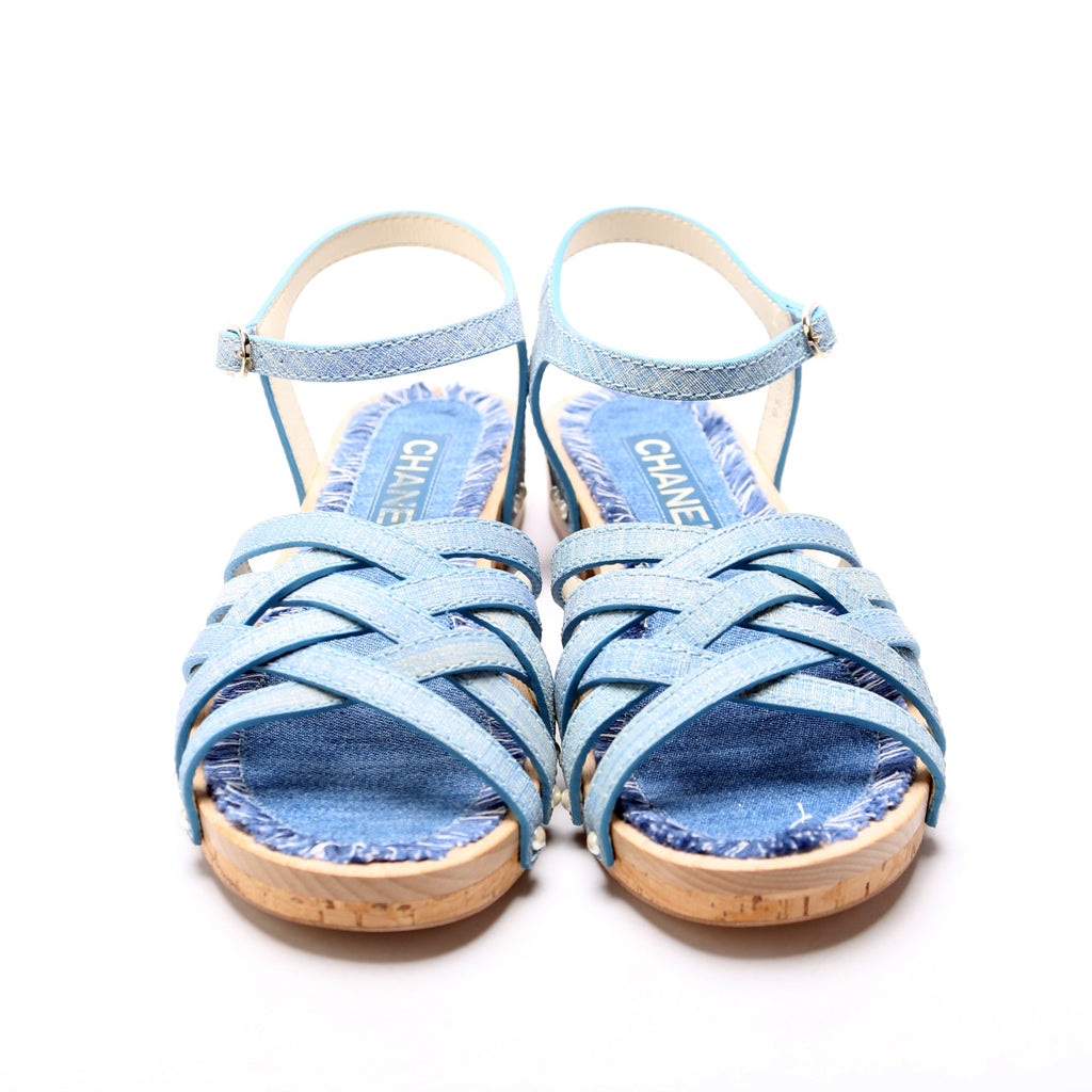 Corkwood Strappy Sandals Size 36 Blue