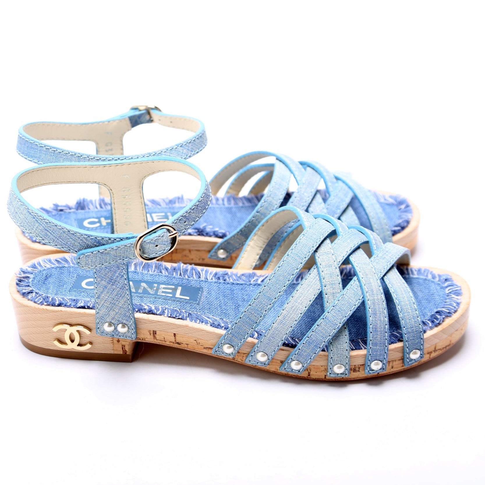 Corkwood Strappy Sandals Size 36 Blue