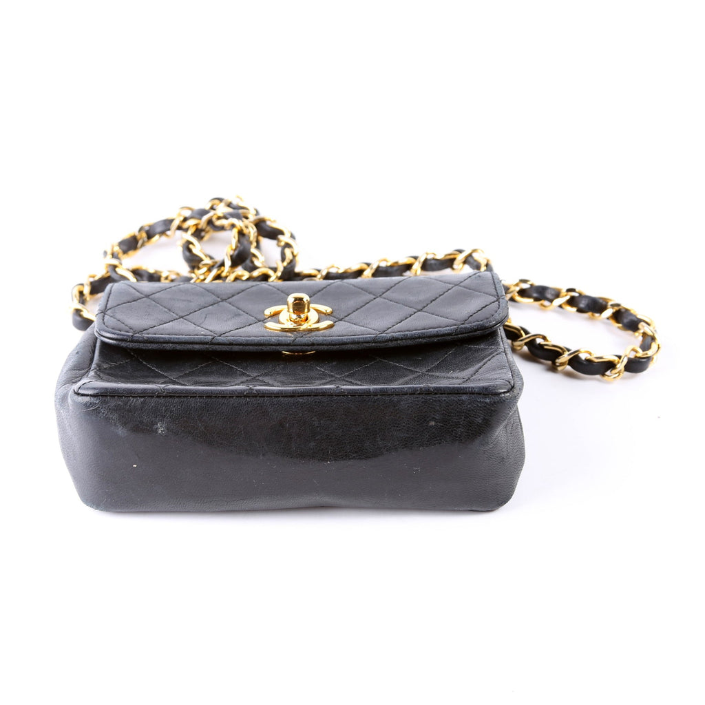 CC Quilted Lambskin Extra Mini Flap Bag 1M Vintage Black