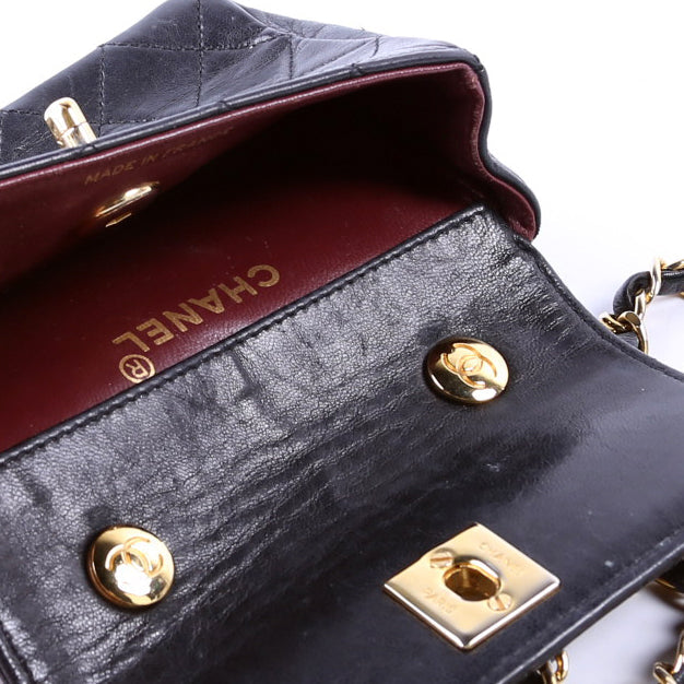 CC Quilted Lambskin Extra Mini Flap Bag 1M Vintage Black