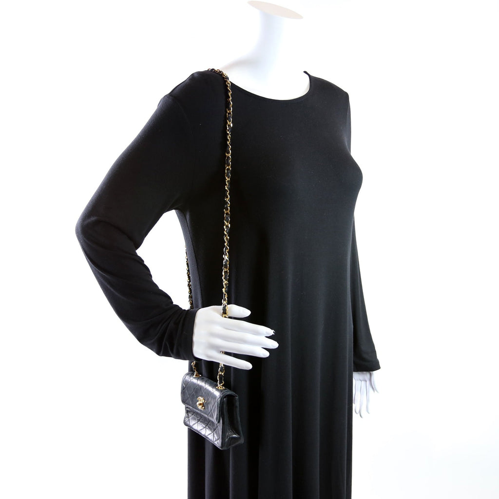 CC Quilted Lambskin Extra Mini Flap Bag 1M Vintage Black