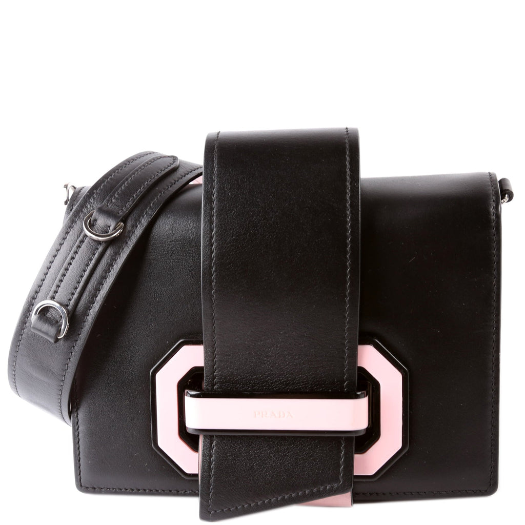City Calf Plex Ribbon Shoulder Bag Black/Pink
