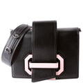 City Calf Plex Ribbon Shoulder Bag Black/Pink