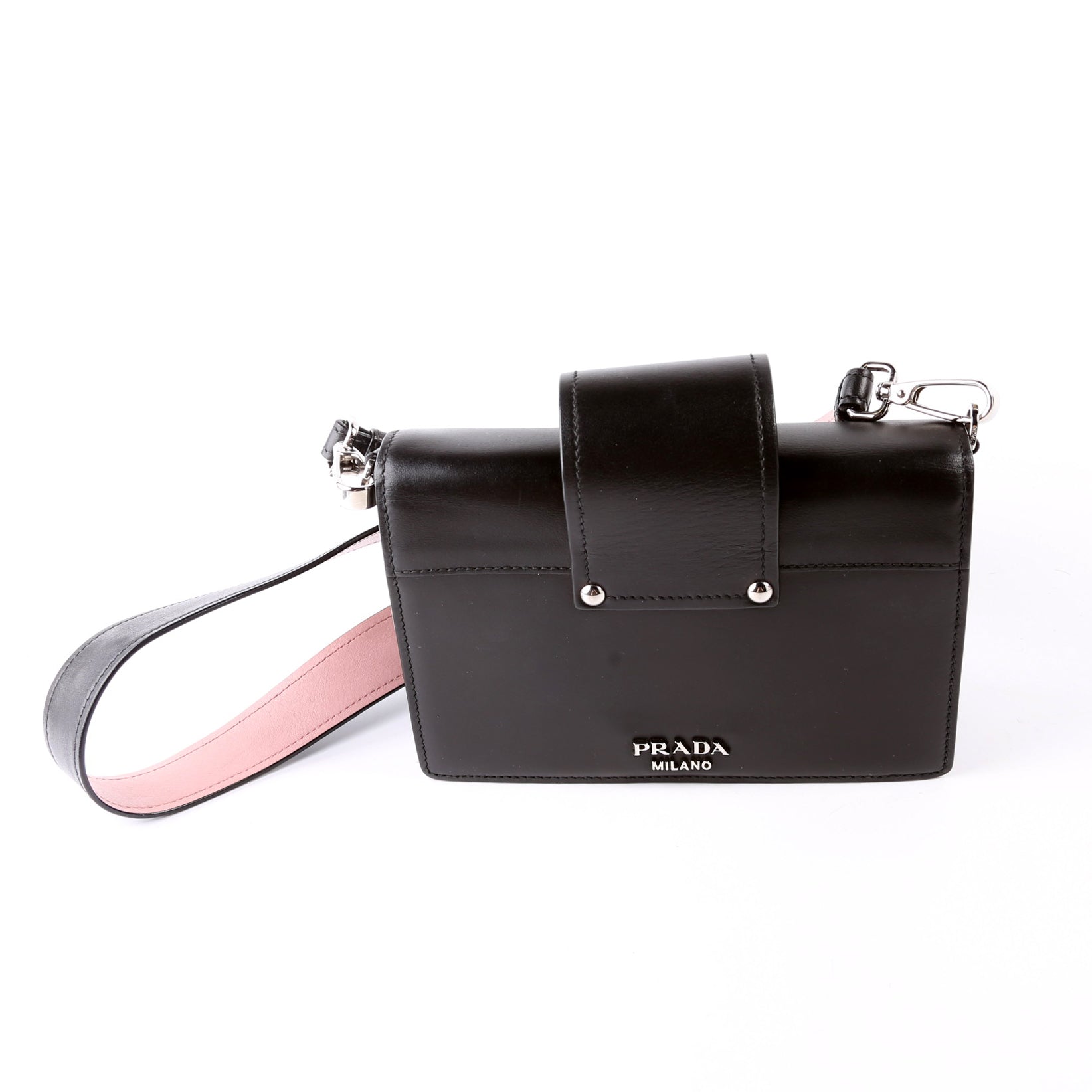 City Calf Plex Ribbon Shoulder Bag Black/Pink