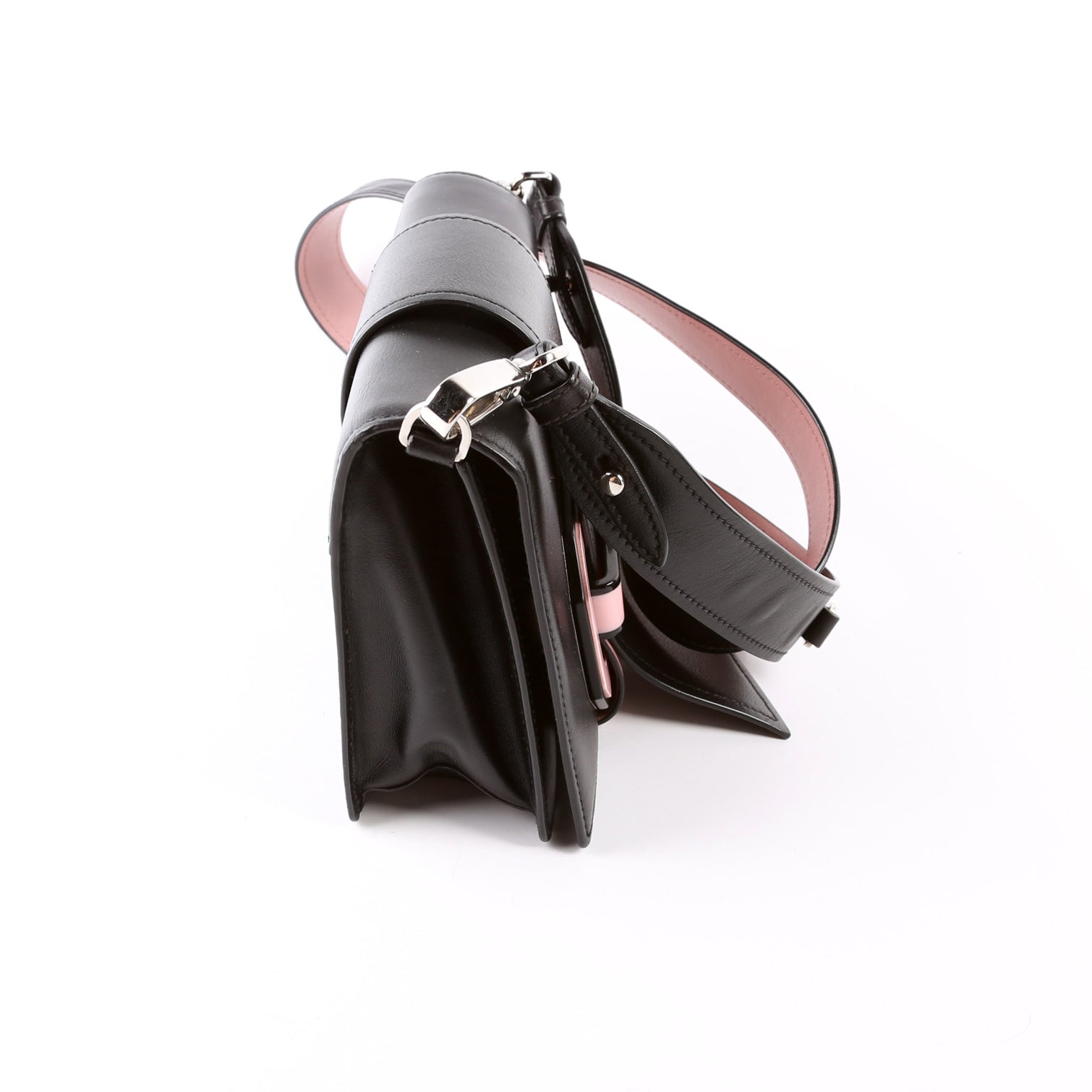 City Calf Plex Ribbon Shoulder Bag Black/Pink