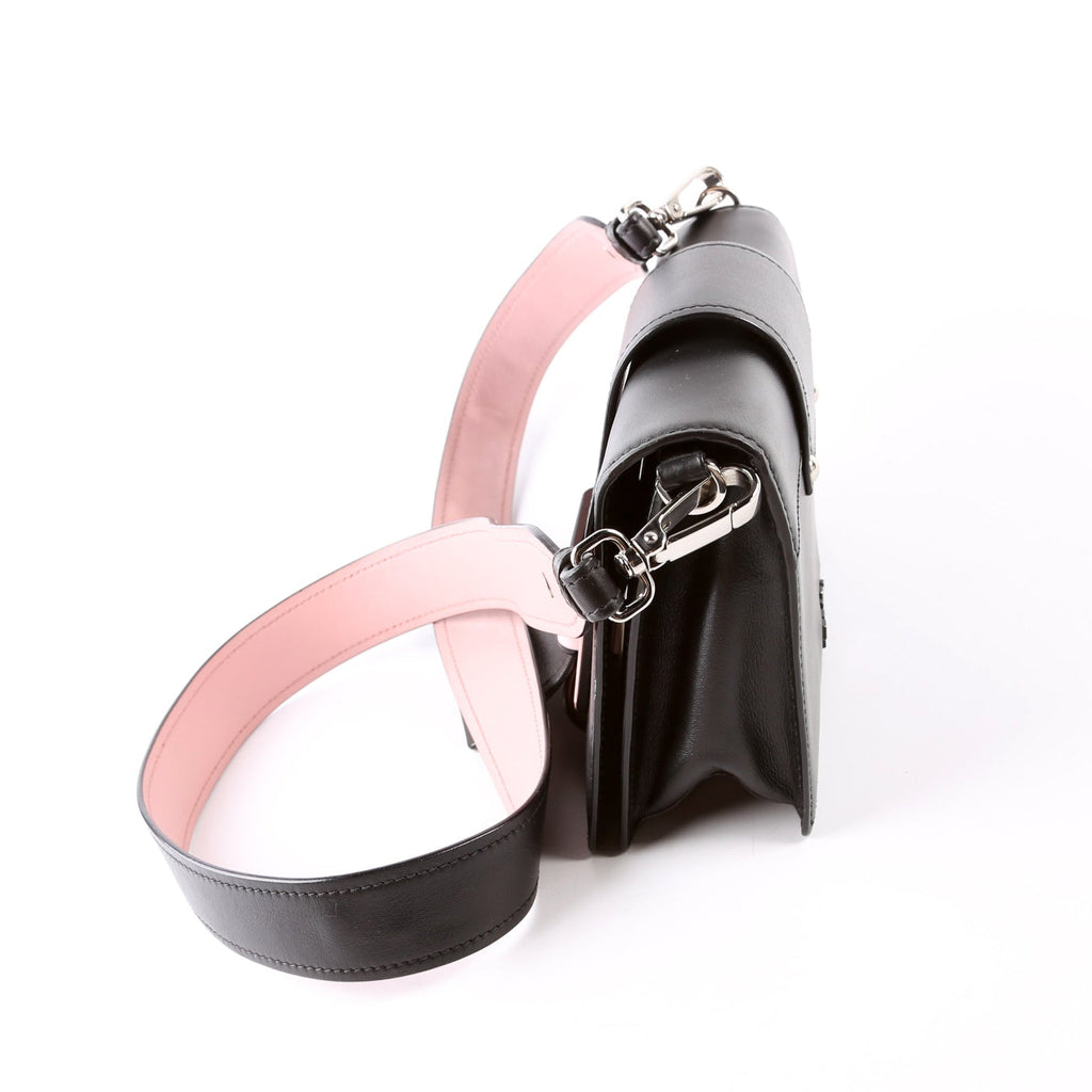 City Calf Plex Ribbon Shoulder Bag Black/Pink
