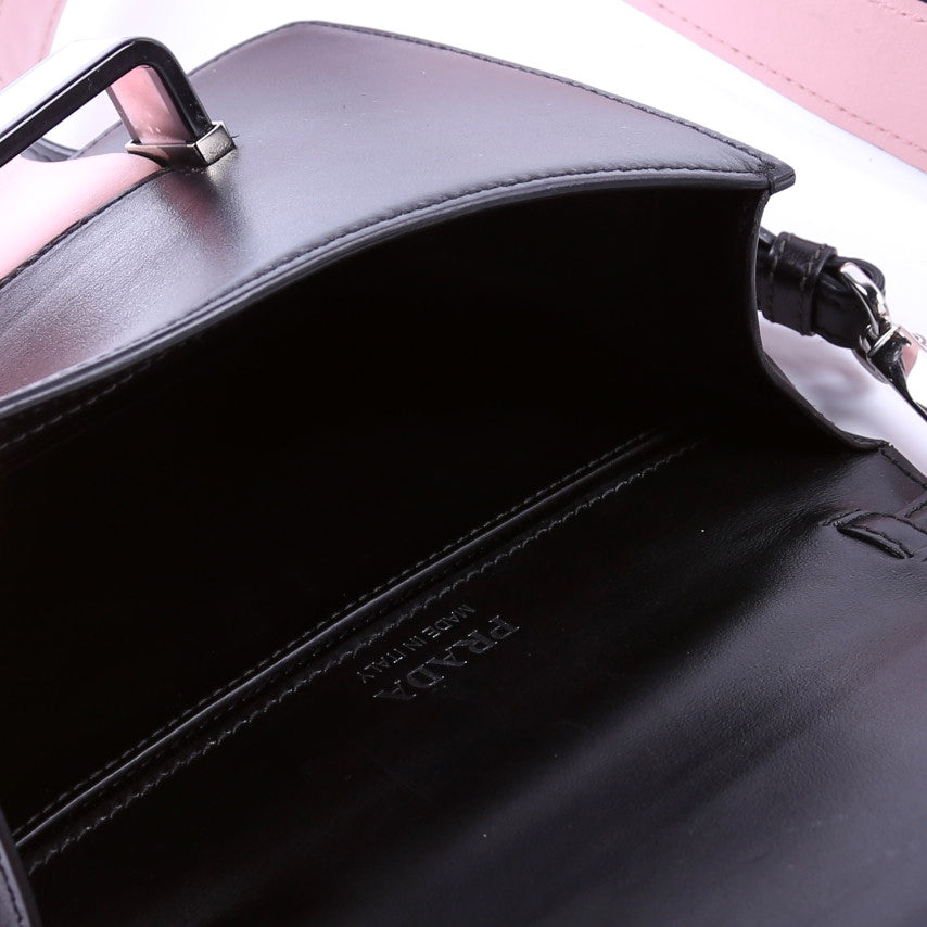 City Calf Plex Ribbon Shoulder Bag Black/Pink