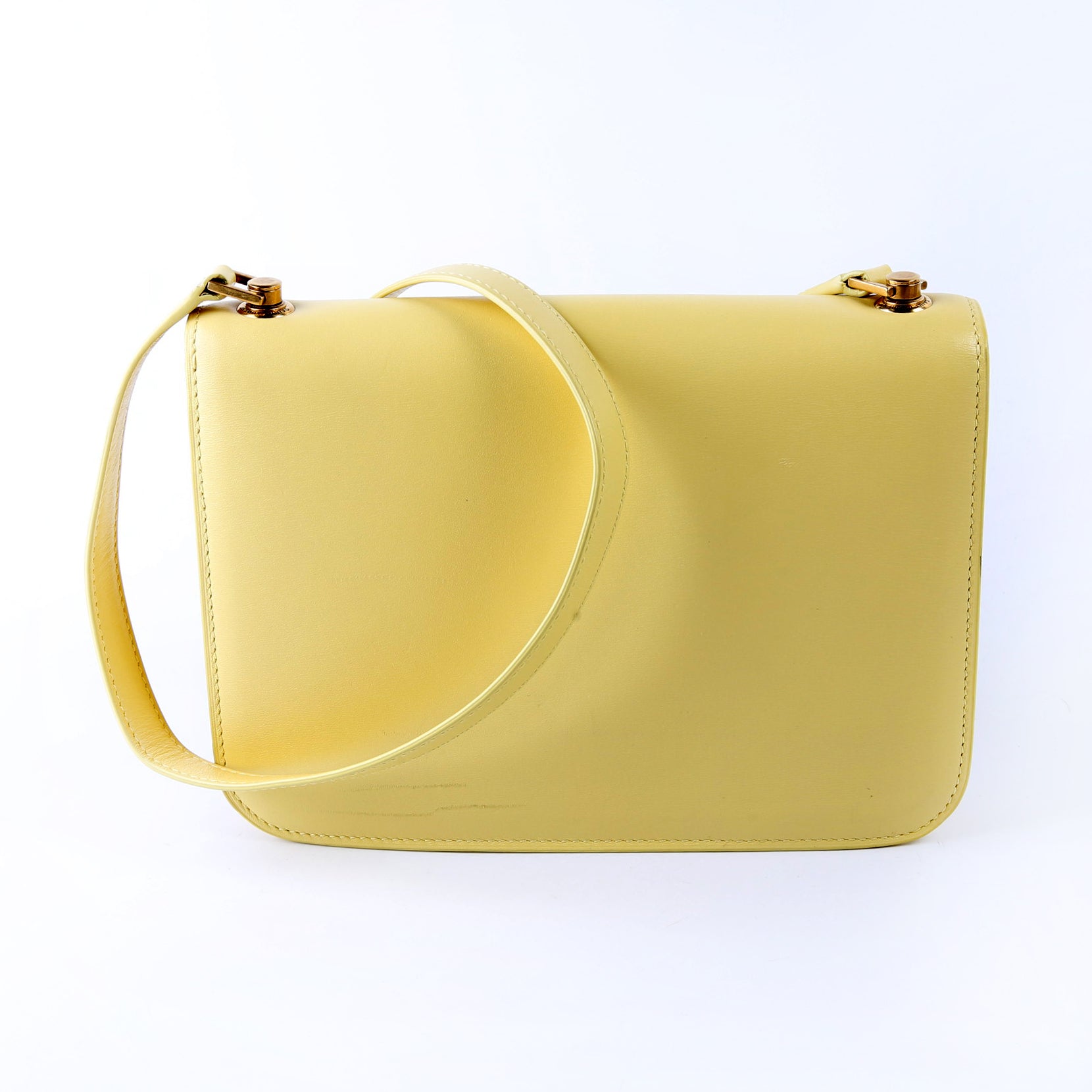 633214 Calfskin Le Carre Satchel Yellow