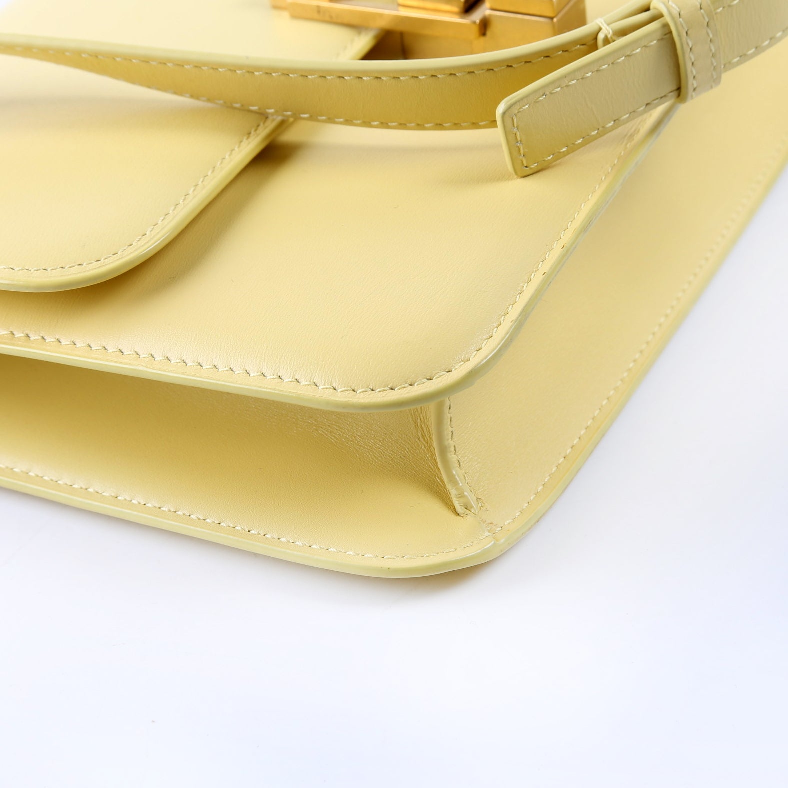 633214 Calfskin Le Carre Satchel Yellow